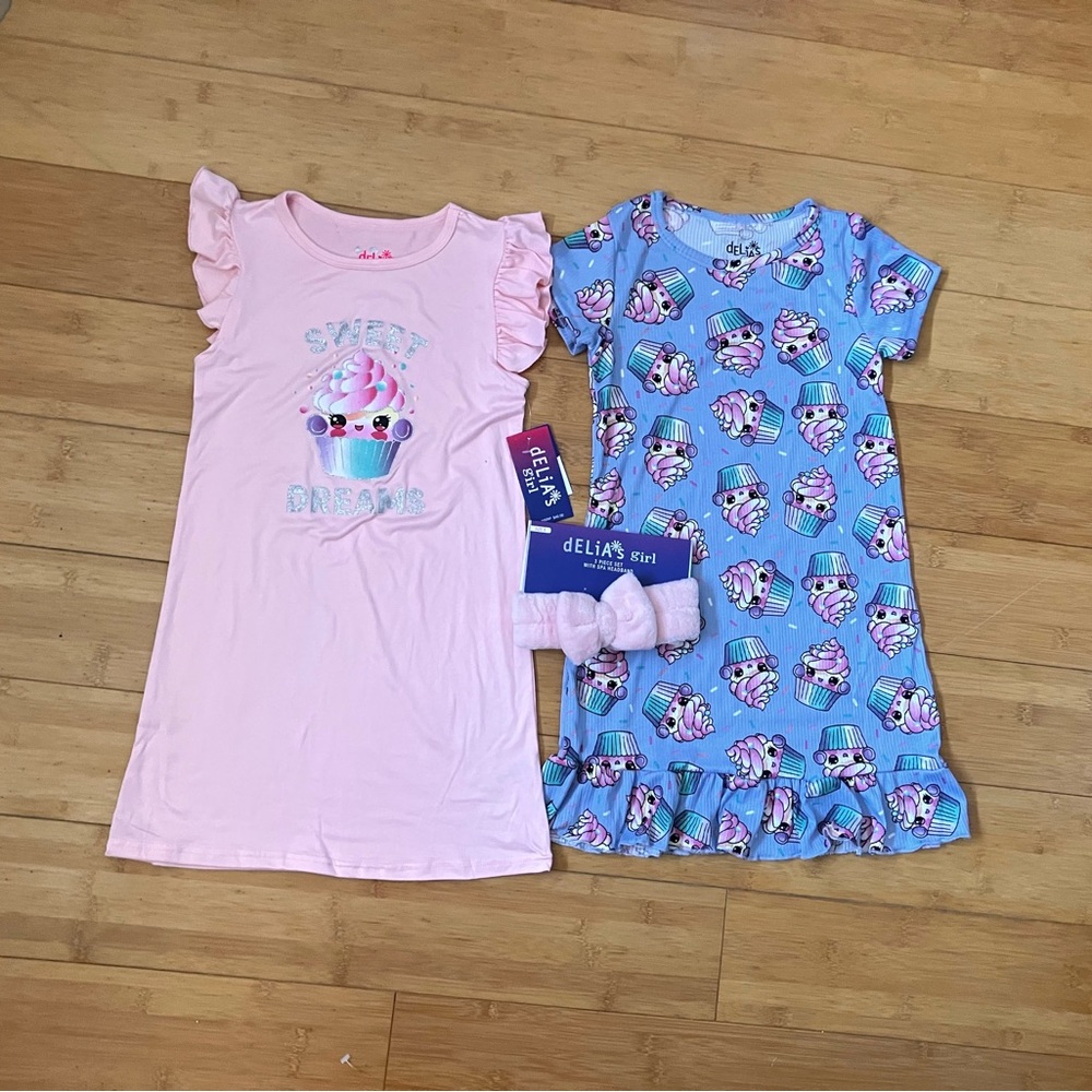 NWT Girls Size 8 Cupcake Print 2 Pack Nightgowns Pajamas Pjs